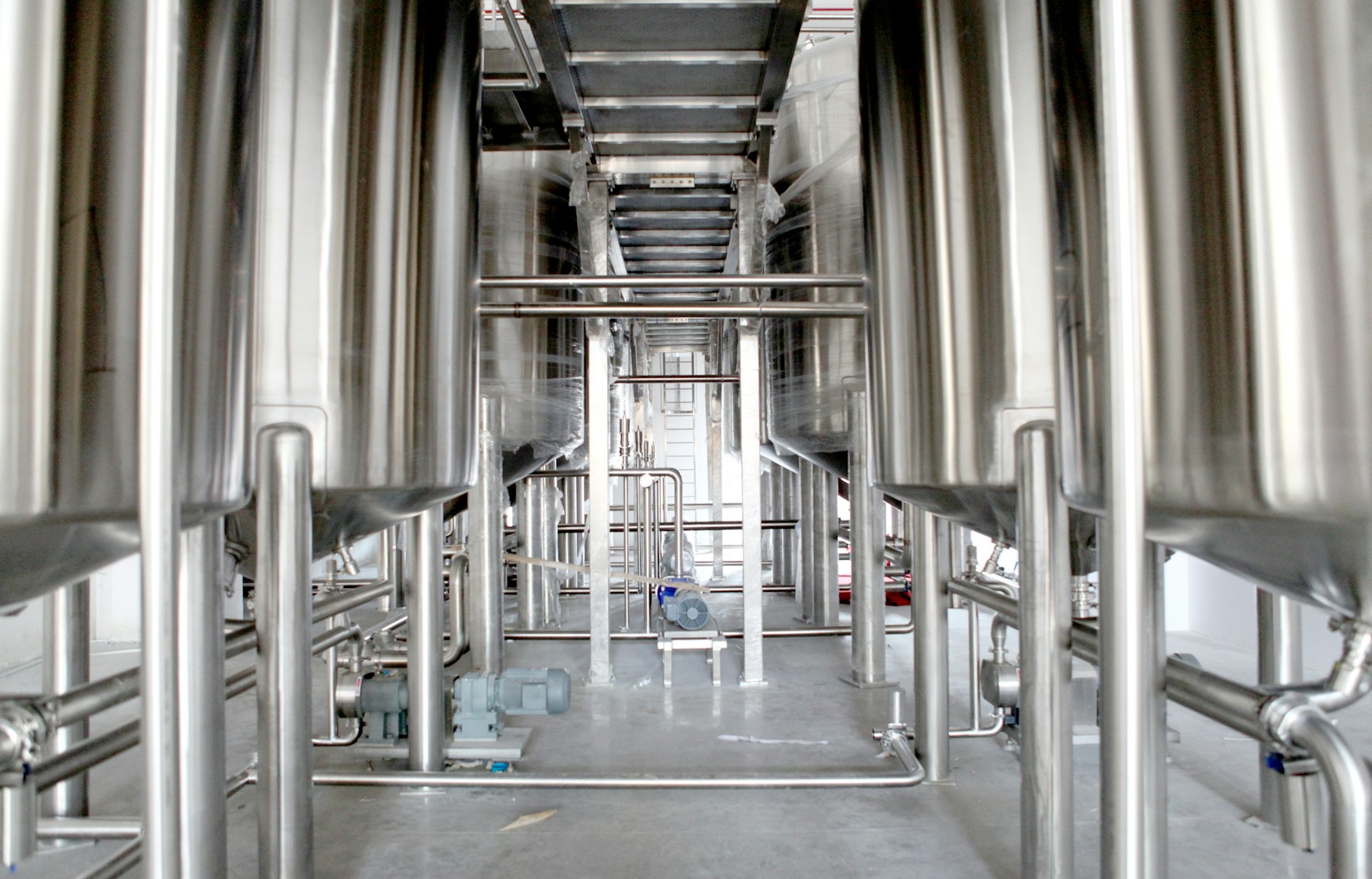 Stainless industrial machinery and pipes