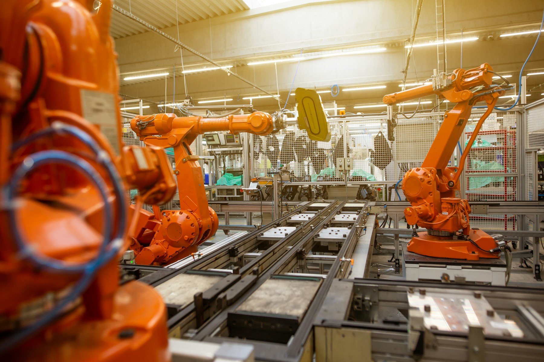 Orange robotic assembly line